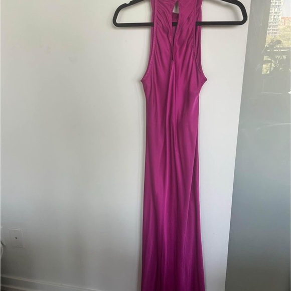 Magenta Pink Halter Maxi Slip Dress (Medium) - Picture 3 of 4